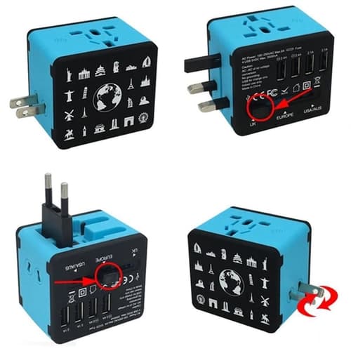 4 USB Ports Universal Power Adapter Travel Plug