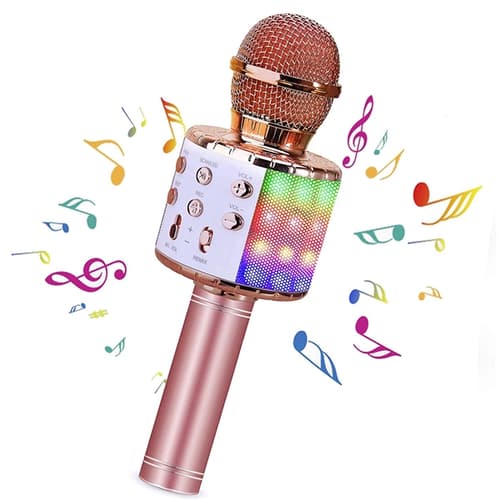 Portable Handheld Wireless Karaoke Microphone with LED Light