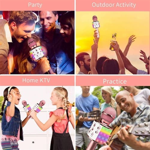 Portable Handheld Wireless Karaoke Microphone with LED Light