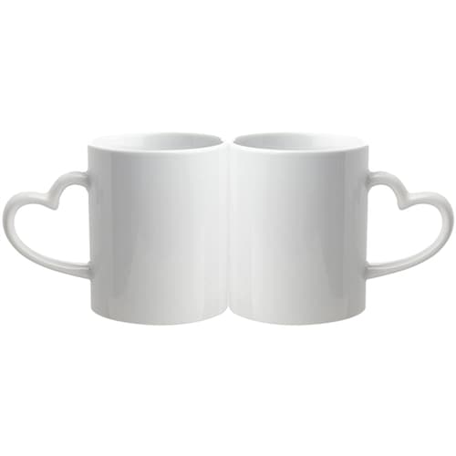 11 Oz. Full Color Sublimation Heart Handle Ceramic Mugs