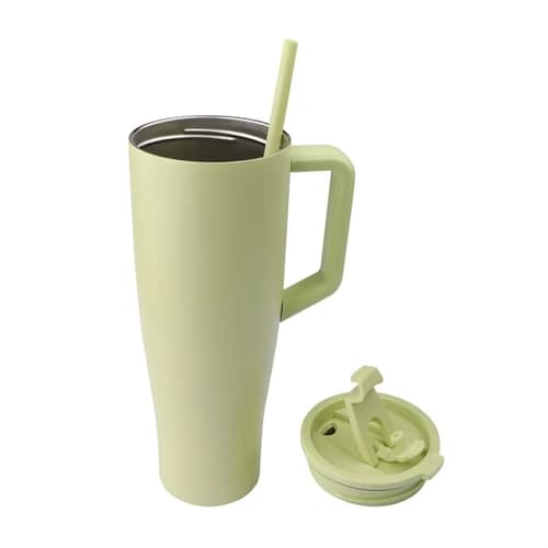 40oz Large Insulated Tumbler W/ Handle & Straw