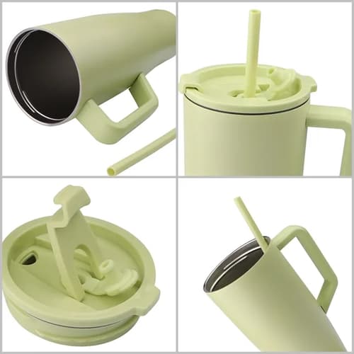 40oz Large Insulated Tumbler W/ Handle & Straw