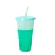 Reusable Color Changing Plastic Cups W/Lid And Straws