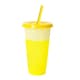 Reusable Color Changing Plastic Cups W/Lid And Straws