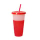 Reusable Color Changing Plastic Cups W/Lid And Straws